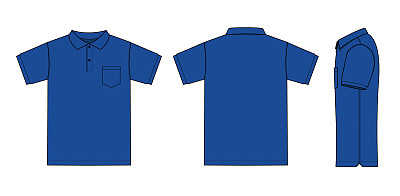 Polo shirt (golf shirt) template illustration ( front/ back/ side ) / blue