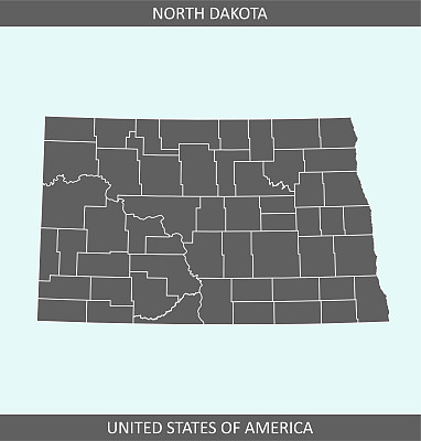 北达科他州县地图