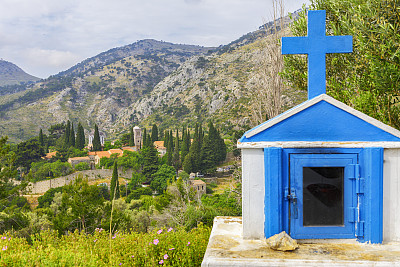 小型路边教堂和Nea Moni修道院，Chios岛，希腊