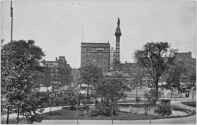 古董黑白照片克利夫兰，俄亥俄州:公共广场
