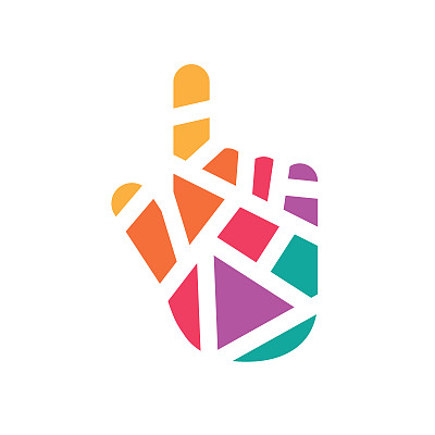 colorful geometric hand icon