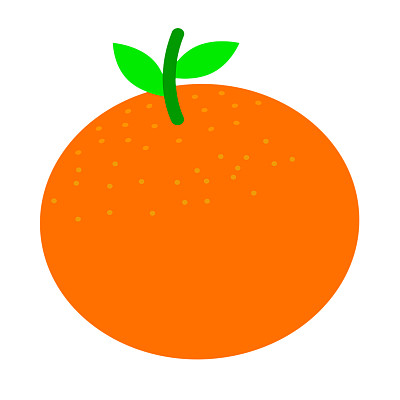 橙色水果构成与新鲜的普通话和卡通可爱的涂鸦元素在孤立的白色背景