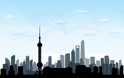 上海天际线(所有建筑都是完整的和可移动的)
