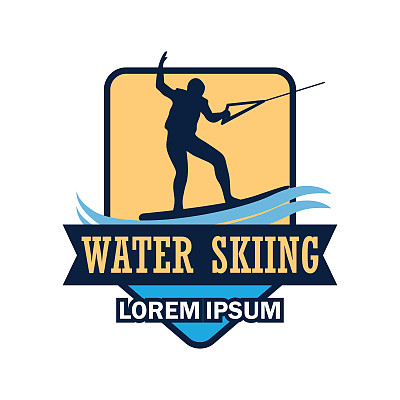 water skiing insignia with text space for your slogan / tag line