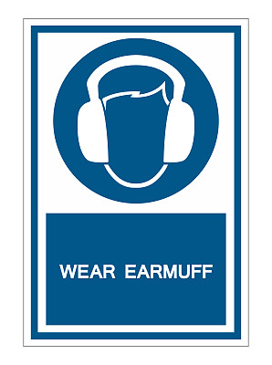 符号戴耳套标志隔离在白色背景，向量插图EPS.10