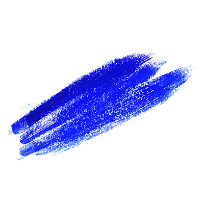 手绘抽象蓝色笔刷油漆纹理设计亚克力笔划孤立在白色的背景为您的设计。