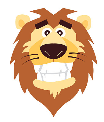 可爱的狮子头吉祥物儿童运动或动物园/动物医院吉祥物-平面矢量