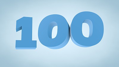 数字100，数字100 - 3D插图库存图像