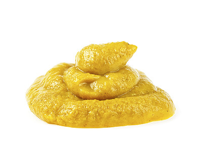 少量芥末酱孤立在白色背景