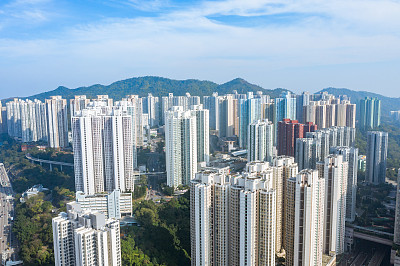 香港九龙观塘区无人机瞰图