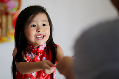 中国新年-幼稚园女孩的愿望