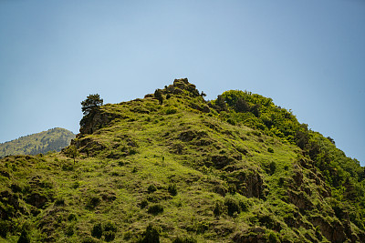 风景如画的卡兹贝克山在高加索山脉，格鲁吉亚