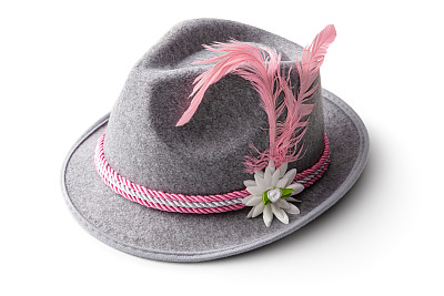 帽子:女性巴伐利亚帽子孤立在白色背景