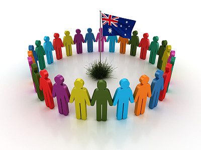 图形团队与澳大利亚国旗- 3D渲染