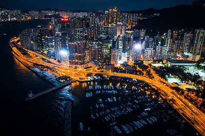 鸟瞰香港岛的景观或城市景观