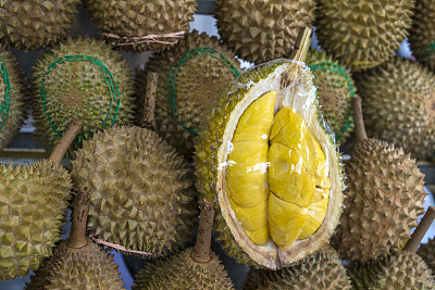 马来西亚的榴莲果摊出售