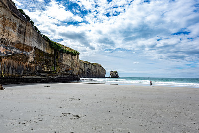 隧道海滩在新西兰南岛，达尼丁，新西兰。