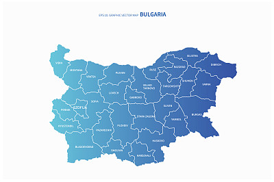 保加利亚的地图。保加利亚在巴尔干国家的矢量地图