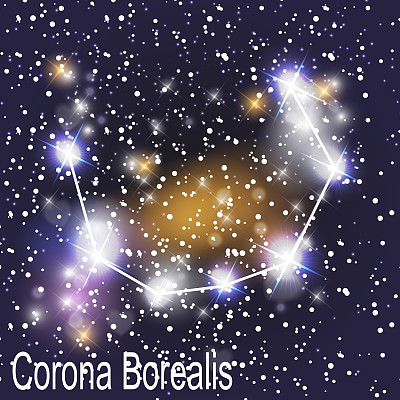 北冕星座美丽明亮的星星在宇宙天空矢量图的背景