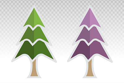 常绿针叶树/松树矢量平面图标的应用程序和网站