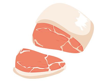 切猪肉的矢量图。