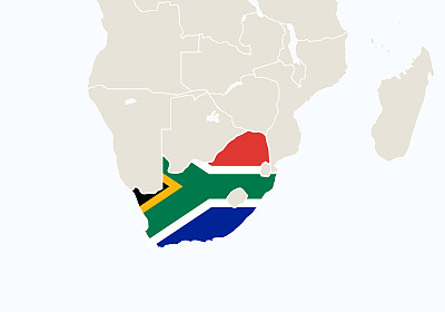 非洲和突出的南非地图。