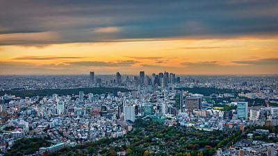 东京商业城市景观日落全景日本