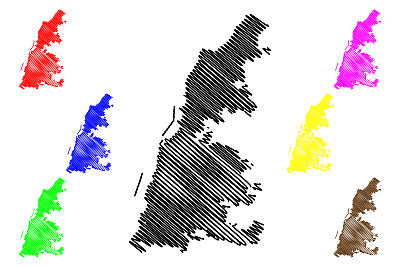 帕特拉斯城(希腊共和国，希腊，亚该亚)地图矢量插图，涂鸦草图帕特拉斯城地图