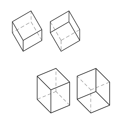 箱体技术3D图纸。正字法透视两点透视。矢量插图。
