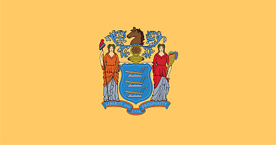新泽西州的国旗。矢量插图，矢量新泽西旗。每股收益,向量,插图。