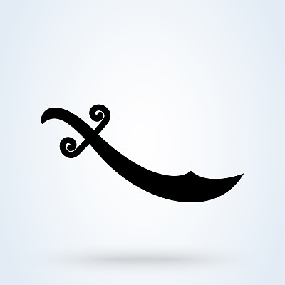 阿拉伯剑标志，图标或标志。剑的概念。经典，古代和阿拉伯剑矢量插图。