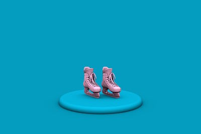 3D粉色溜冰鞋站