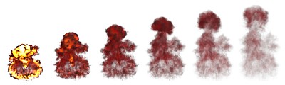 大量的大炸弹爆炸蘑菇云与火和烟孤立在白色背景上的图像-物体的3D插图