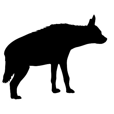 白色背景上盆栽鬣狗的剪影。