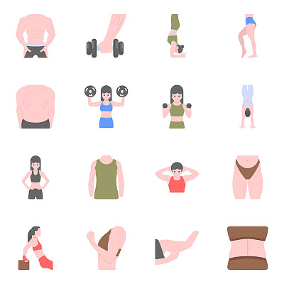 Pack of Aerobics and Workout Flat Icons