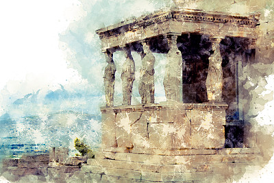 伊瑞克提翁神庙，以女像柱代替了卫城的圆柱而闻名