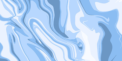 抽象大理石图案，液体水彩画在纸上。蓝色柔和的颜色。手绘矢量背景。水墨画。时尚的纺织品，面料，包装。液体油墨