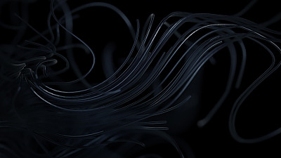 3D黑色波浪背景照片插图，抽象波浪墙纸