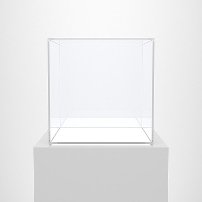 空玻璃盒子与白色讲台的产品展示
