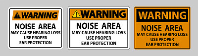 警告标志噪音区域可能导致听力损失使用适当的耳保护措施