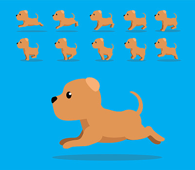 动物动画序列狗狗波尔多卡通向量