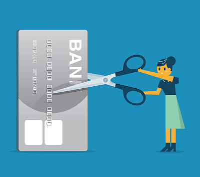 Businesswoman - Cutting credit card