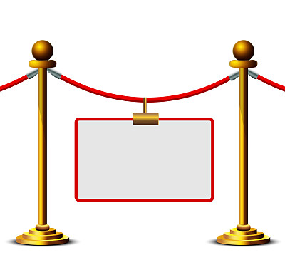 Gold stanchions with place for your text on white