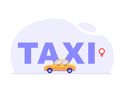 出租车的车。出租车服务理念，地理位置，方便使用，专车，司机，返乡。矢量插图在平面设计的移动应用程序，网页横幅。