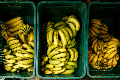 绿色和黄色的香蕉。
