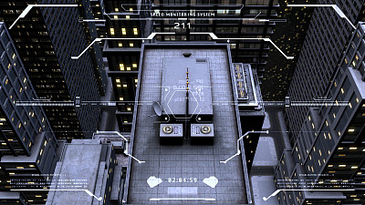 未来数字3d渲染建筑夜间ai扫描监视器显示