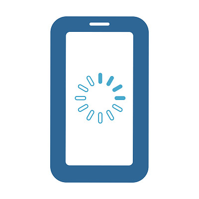 一个在智能手机屏幕上捕捉到的缓慢加载屏幕的简单图标。