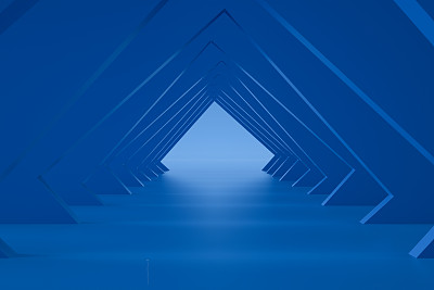 3D空房间隧道走廊，抽象现代建筑背景