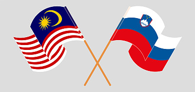 马来西亚和斯洛文尼亚国旗交叉挥舞