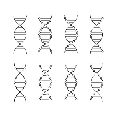 黑色线性DNA图标集